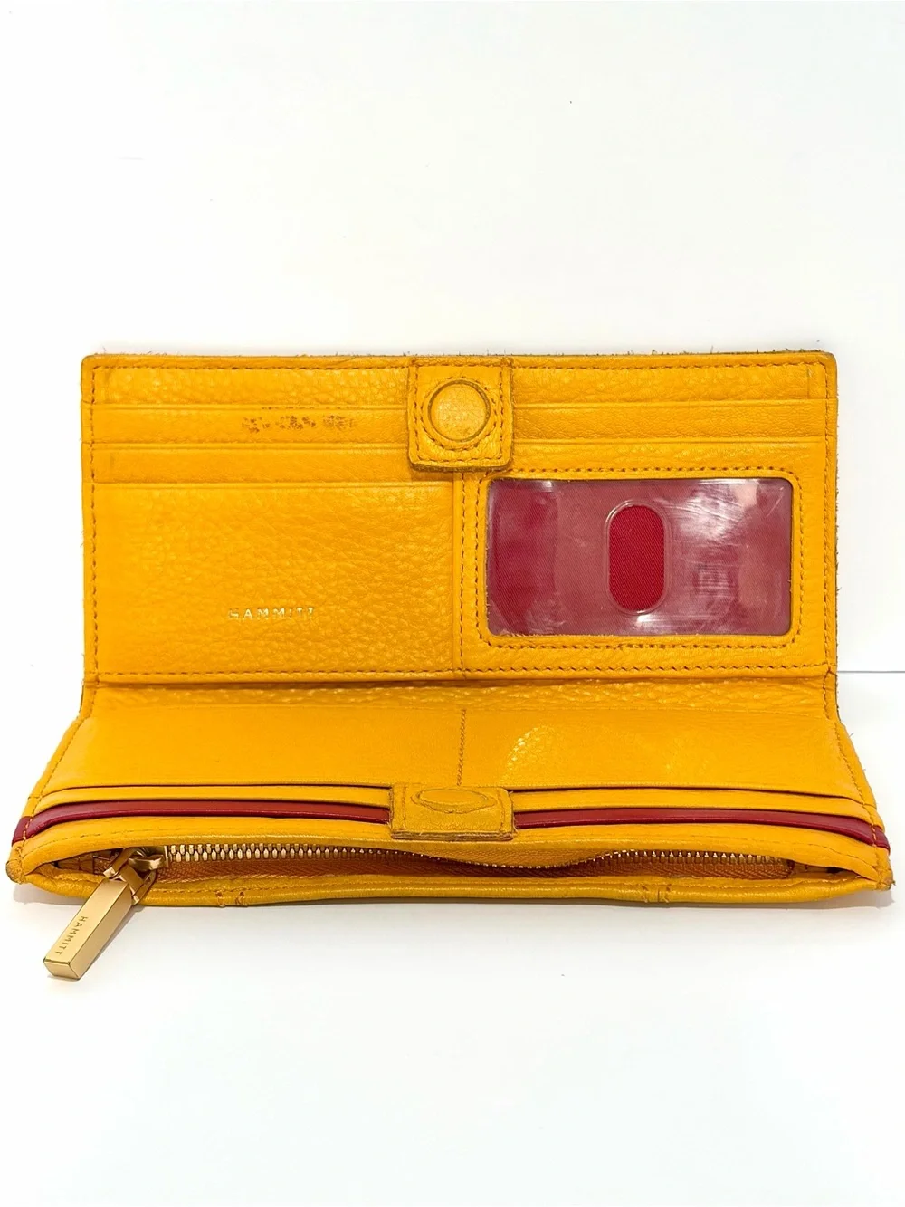 Hammitt 110 North Wallet In Tangerine 🍊 Brushed Gold Hardware/ Hammered Rivets
